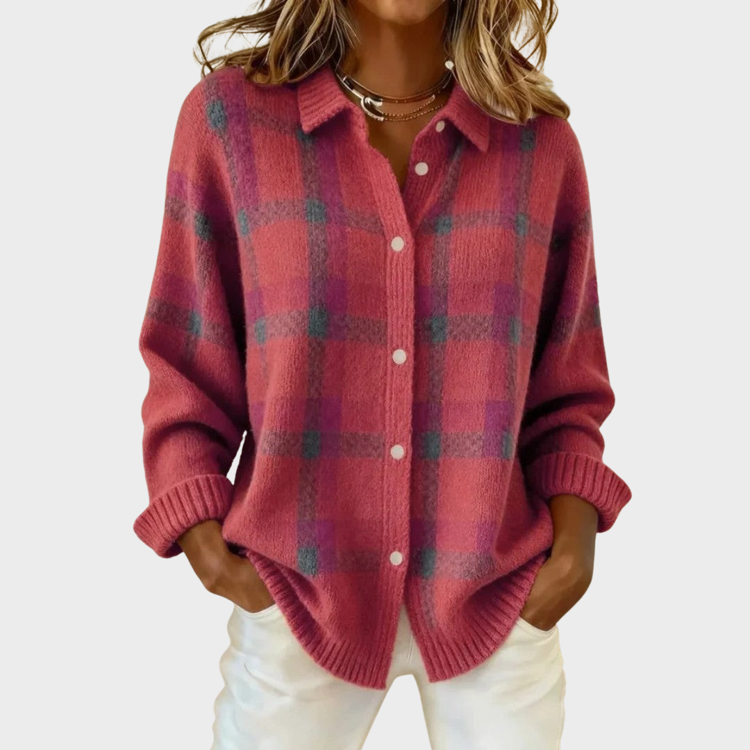 Clara™ | Cardigan Tricot à Carreaux