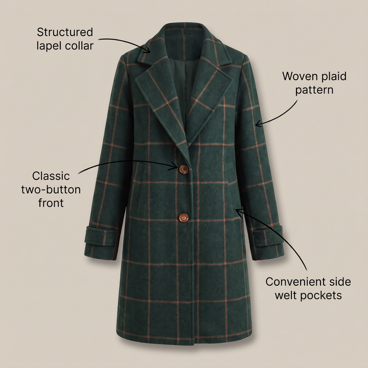Margaux™ | MANTEAU À CARREAUX CORALIE