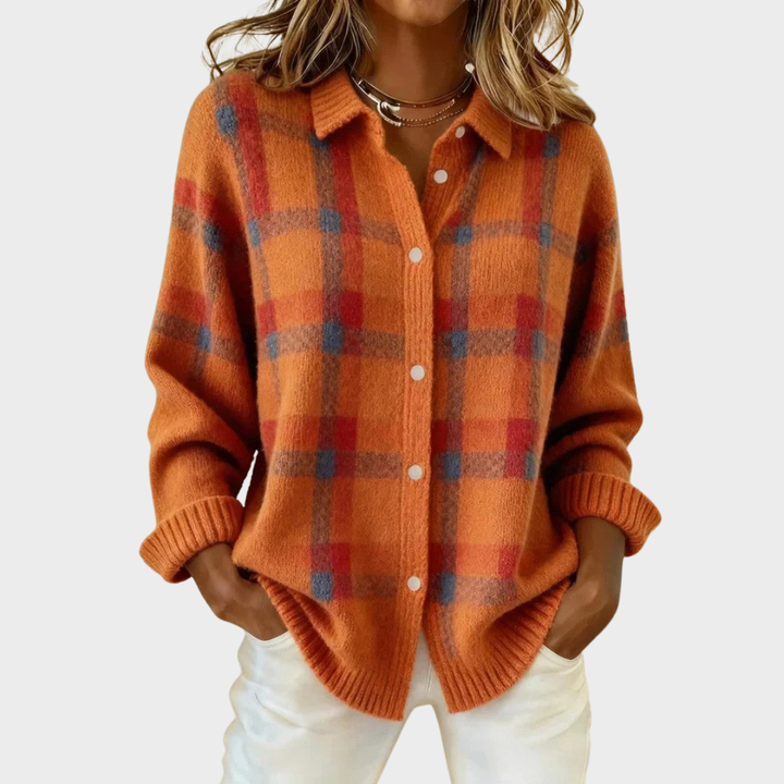 Clara™ | Cardigan Tricot à Carreaux