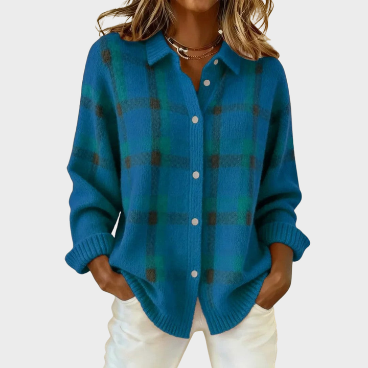Clara™ | Cardigan Tricot à Carreaux