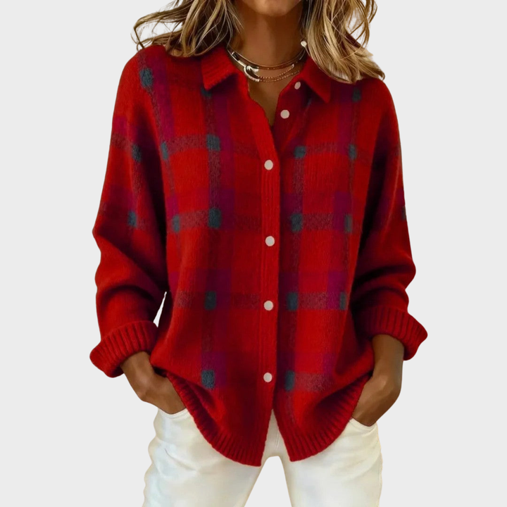 Clara™ | Cardigan Tricot à Carreaux