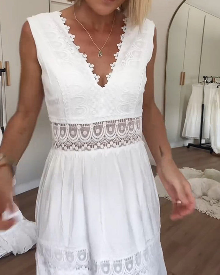 Agnes™ - Robe en dentelle de vacances avec décolleté en V