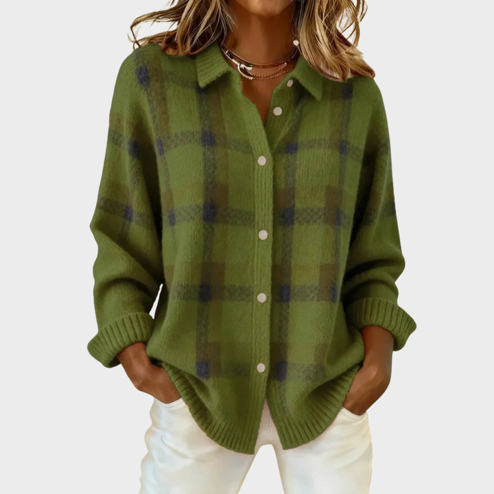 Clara™ | Cardigan Tricot à Carreaux