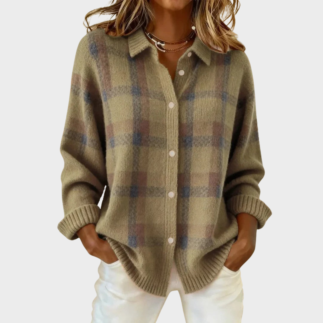 Clara™ | Cardigan Tricot à Carreaux