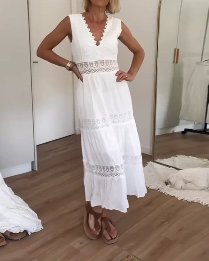 Agnes™ - Robe en dentelle de vacances avec décolleté en V