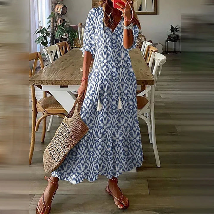 Brenda - Robe d'été vintage boho à col en V