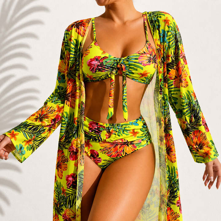 Antoinette | Élégant Ensemble de Bikini Tropical 3 Pièces