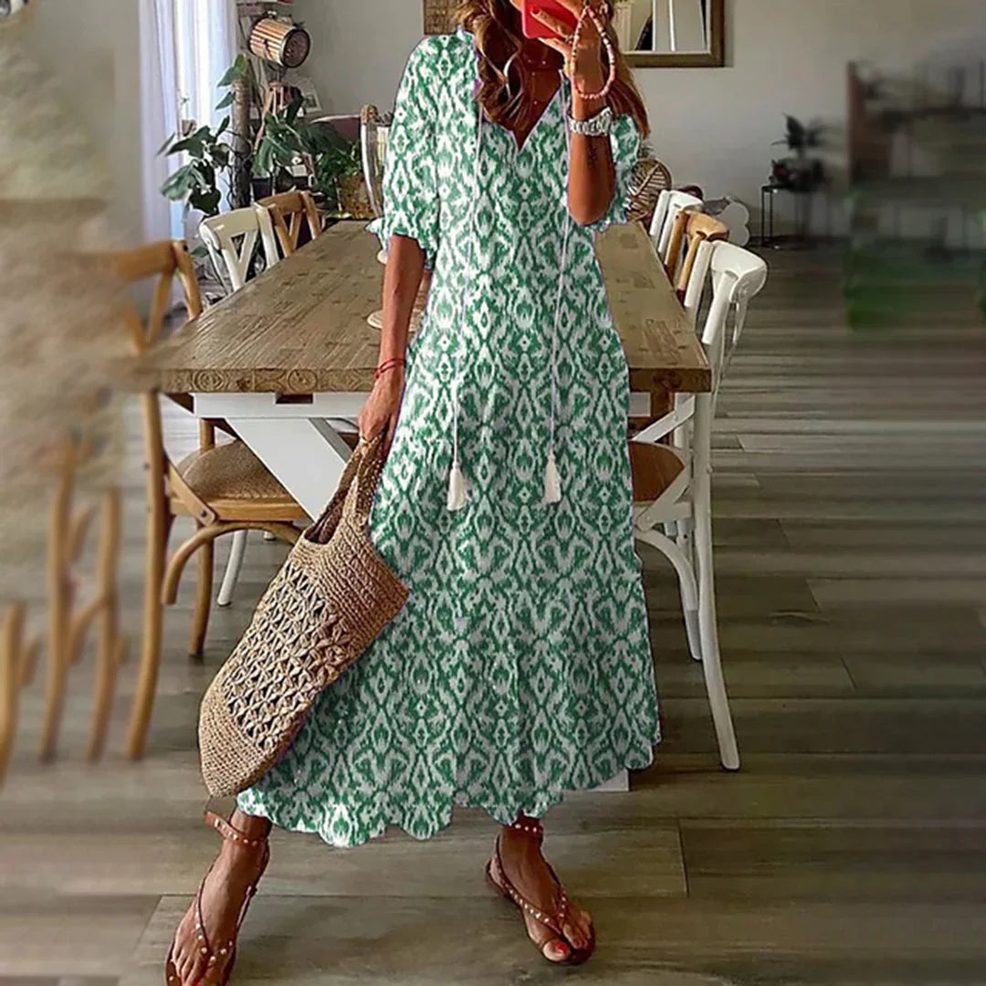 Brenda - Robe d'été vintage boho à col en V