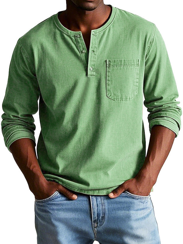 Richard  | T-shirt Henley décontracté pour hommes avec boutons et poche poitrine