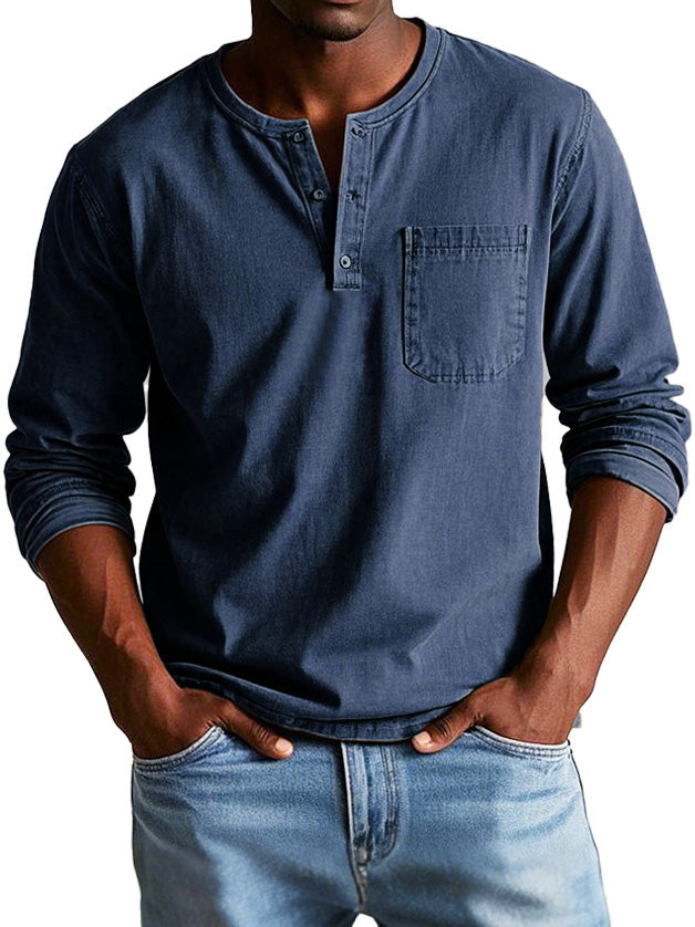 Richard  | T-shirt Henley décontracté pour hommes avec boutons et poche poitrine