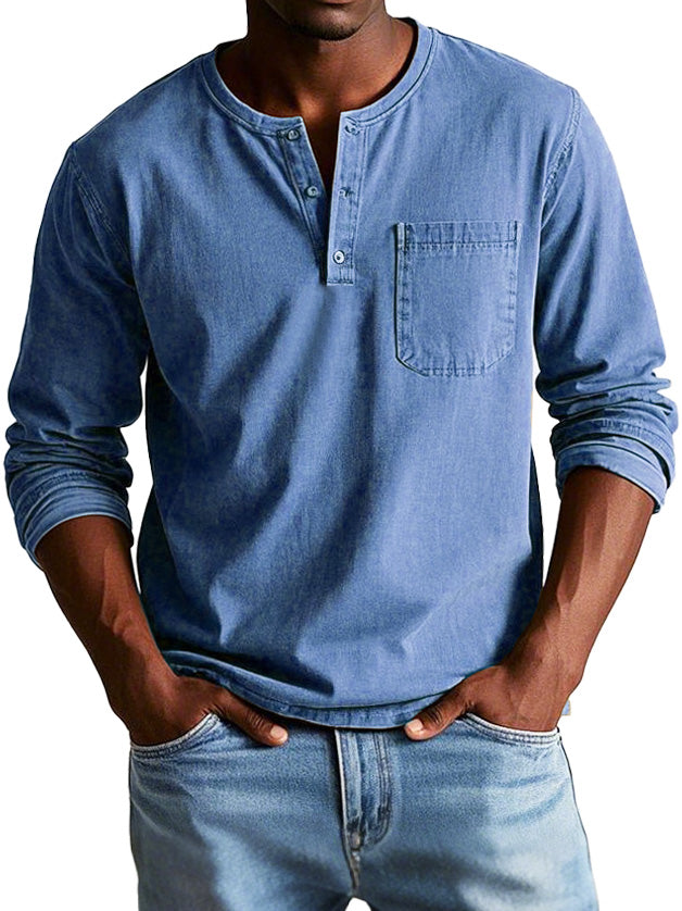 Richard  | T-shirt Henley décontracté pour hommes avec boutons et poche poitrine