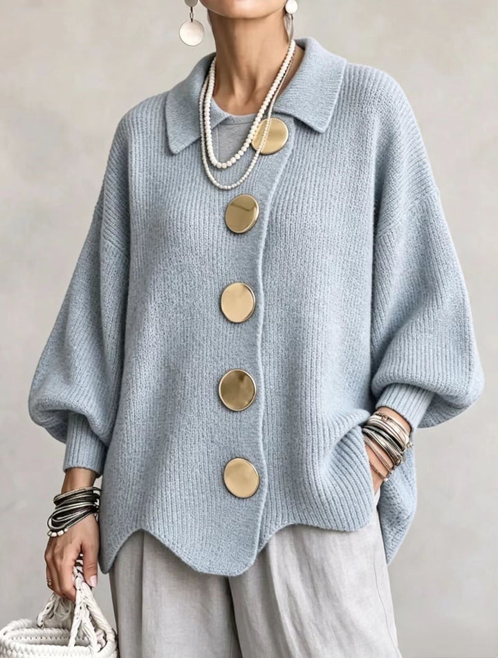 Delphine™ | Cardigan oversize à gros boutons dorés