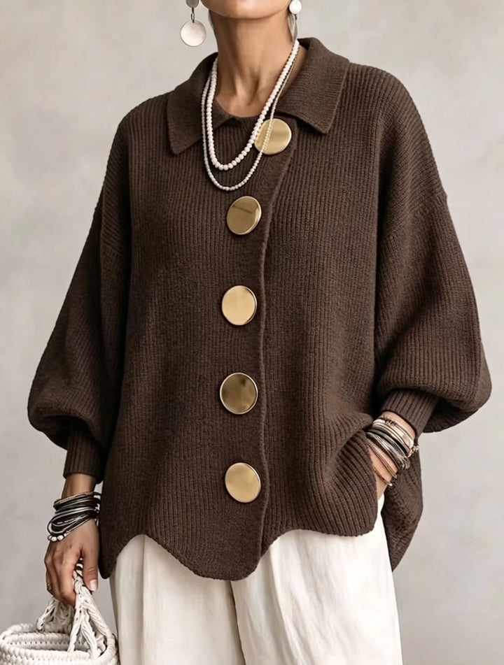 Delphine™ | Cardigan oversize à gros boutons dorés