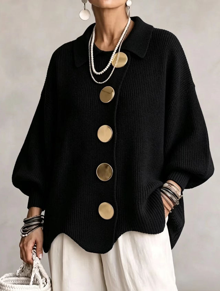 Delphine™ | Cardigan oversize à gros boutons dorés
