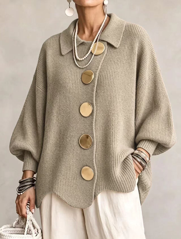 Delphine™ | Cardigan oversize à gros boutons dorés