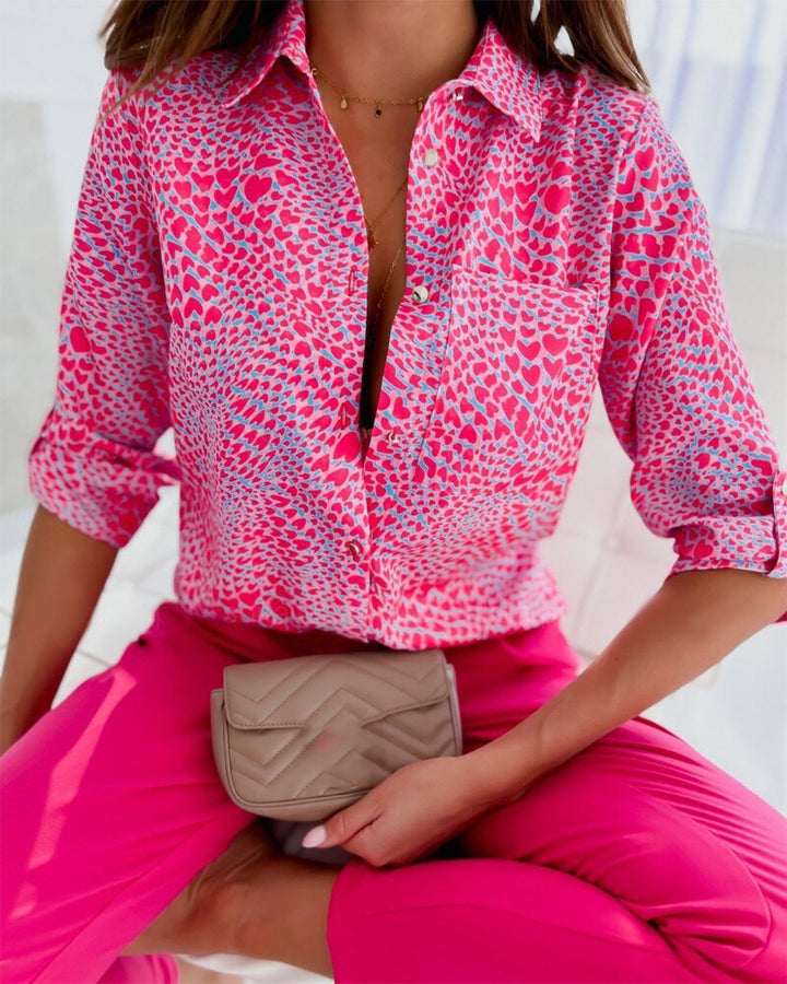 Chelly | Blouse à la mode avec manches longues et patte de boutonnage