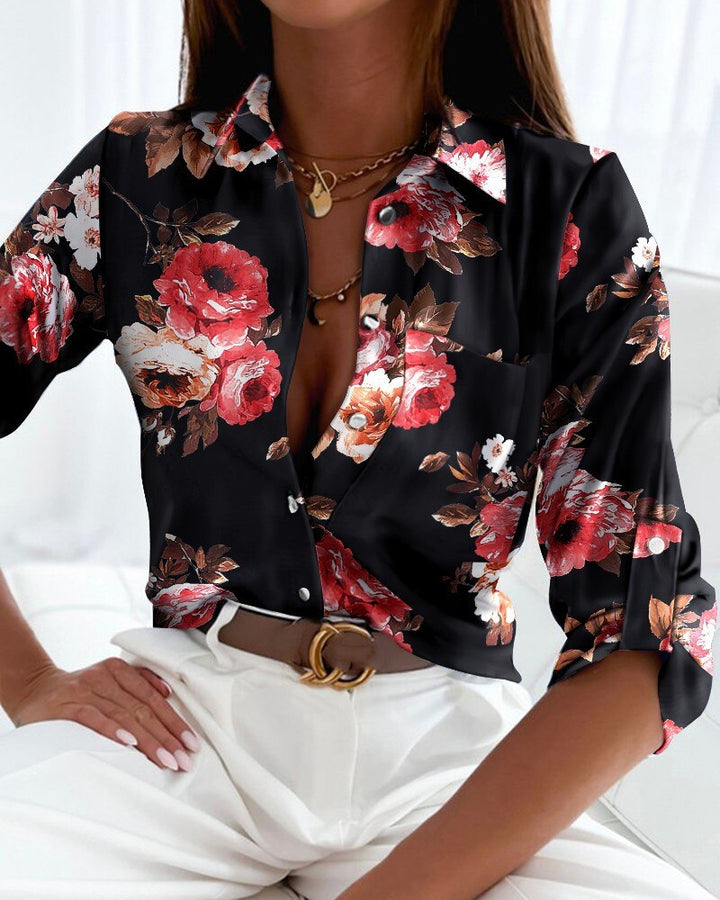 Chelly | Blouse à la mode avec manches longues et patte de boutonnage