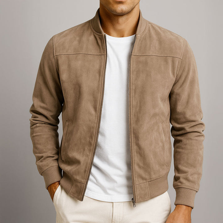 François™ | Blouson en suédine pour homme avec fermeture zippée et col montant classique
