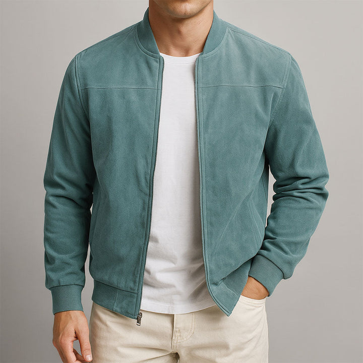 François™ | Blouson en suédine pour homme avec fermeture zippée et col montant classique