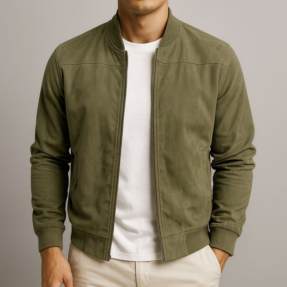 François™ | Blouson en suédine pour homme avec fermeture zippée et col montant classique