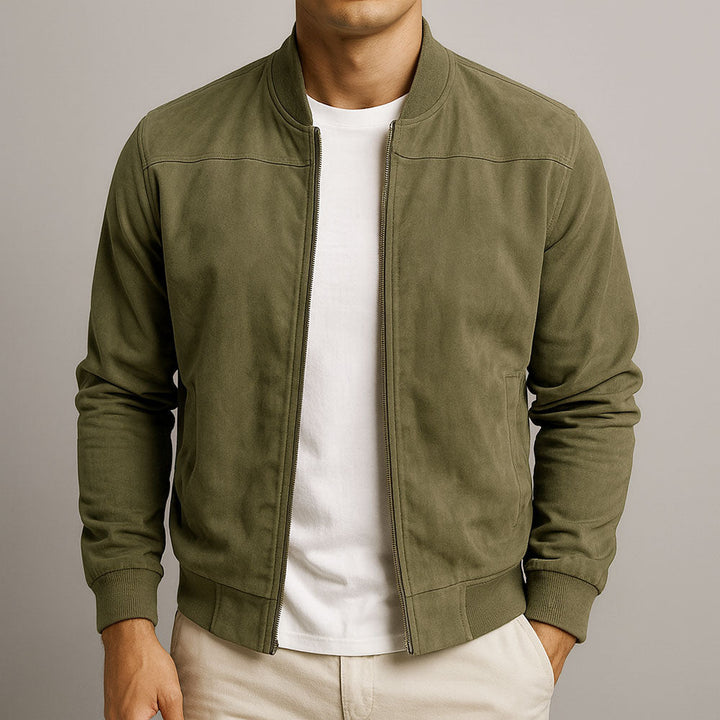 François™ | Blouson en suédine pour homme avec fermeture zippée et col montant classique