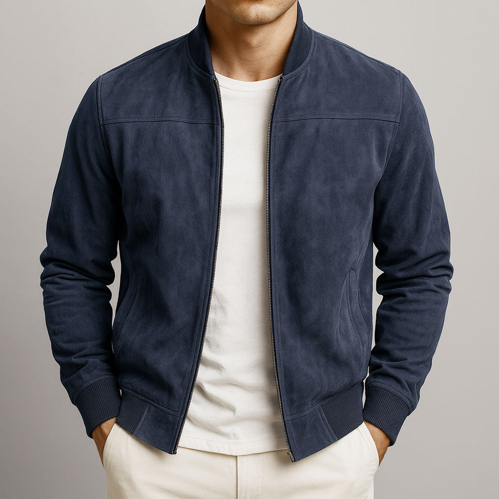 François™ | Blouson en suédine pour homme avec fermeture zippée et col montant classique