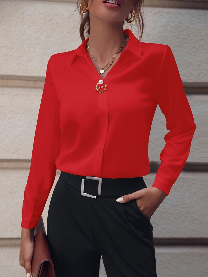 Martina | Blouse en Chiffon Élégante avec Décolleté en V et Boutons