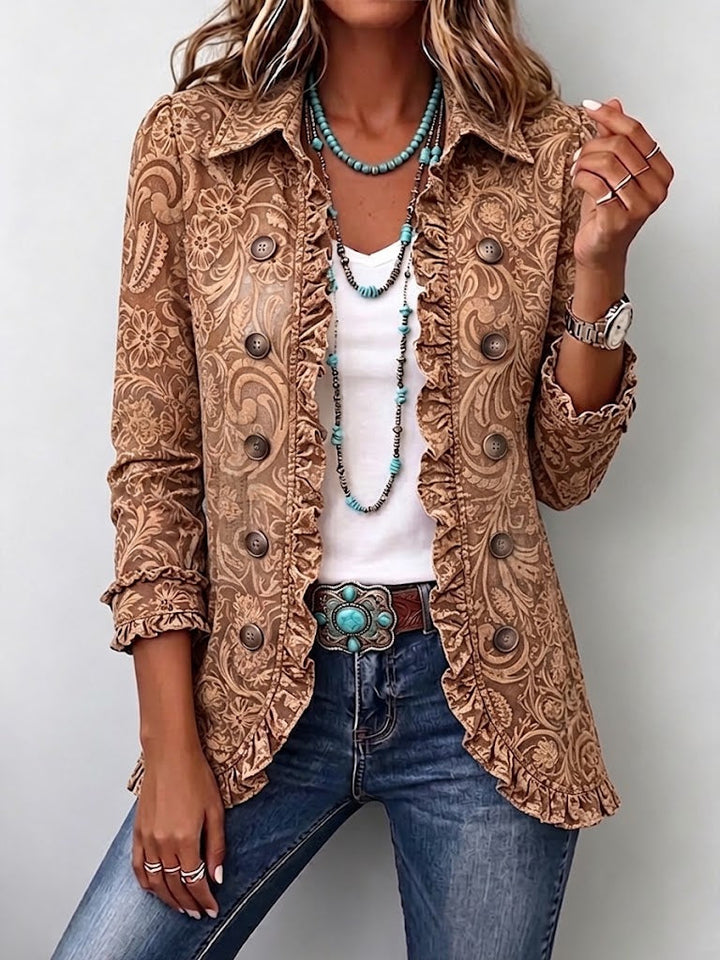 Rose™ | Veste Florale Vintage avec Volants