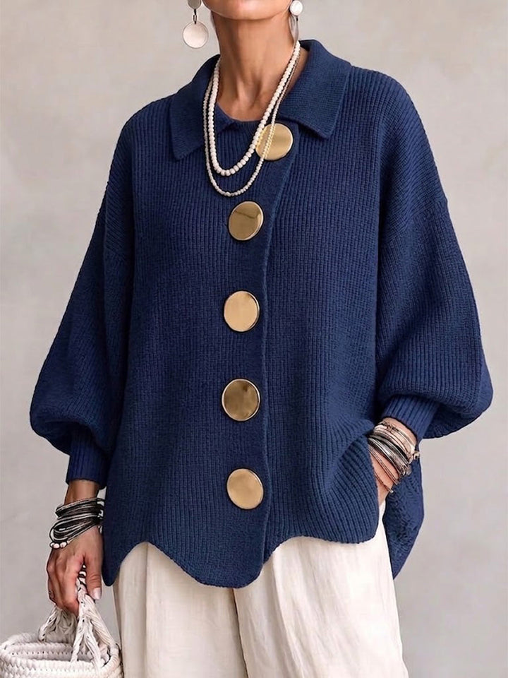 Delphine™ | Cardigan oversize à gros boutons dorés