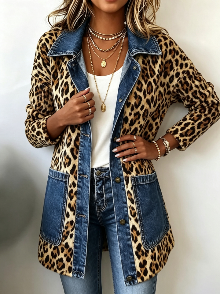 Mathilde™ | Veste Longue en Léopard avec Jean