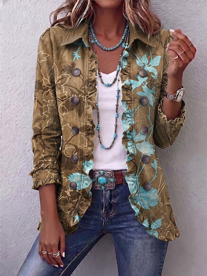 Nathalie™ | Veste Florale Dégradée avec Volants