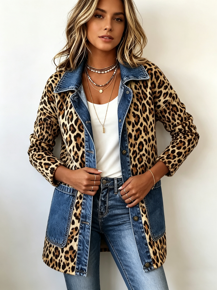 Mathilde™ | Veste Longue en Léopard avec Jean
