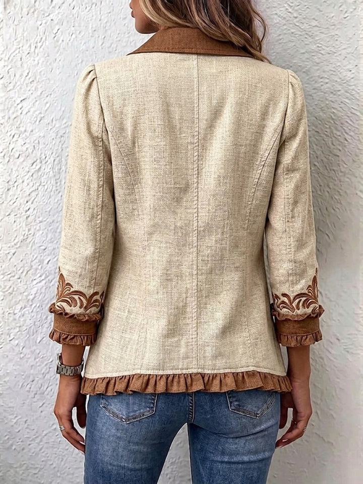 Inès™ | Veste Florale Brodée avec Volants
