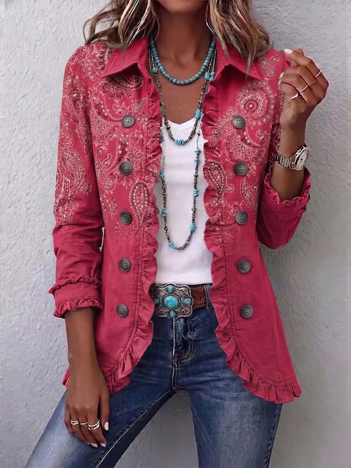 Juliette™ | Veste en Cachemire Rose avec Volants