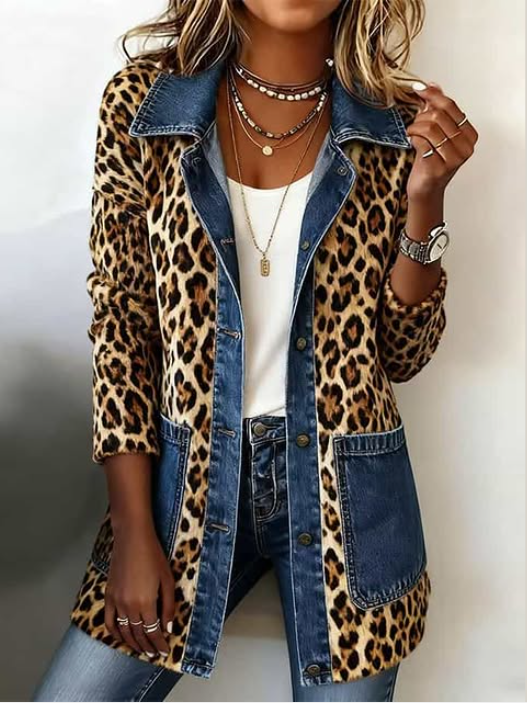 Mathilde™ | Veste Longue en Léopard avec Jean