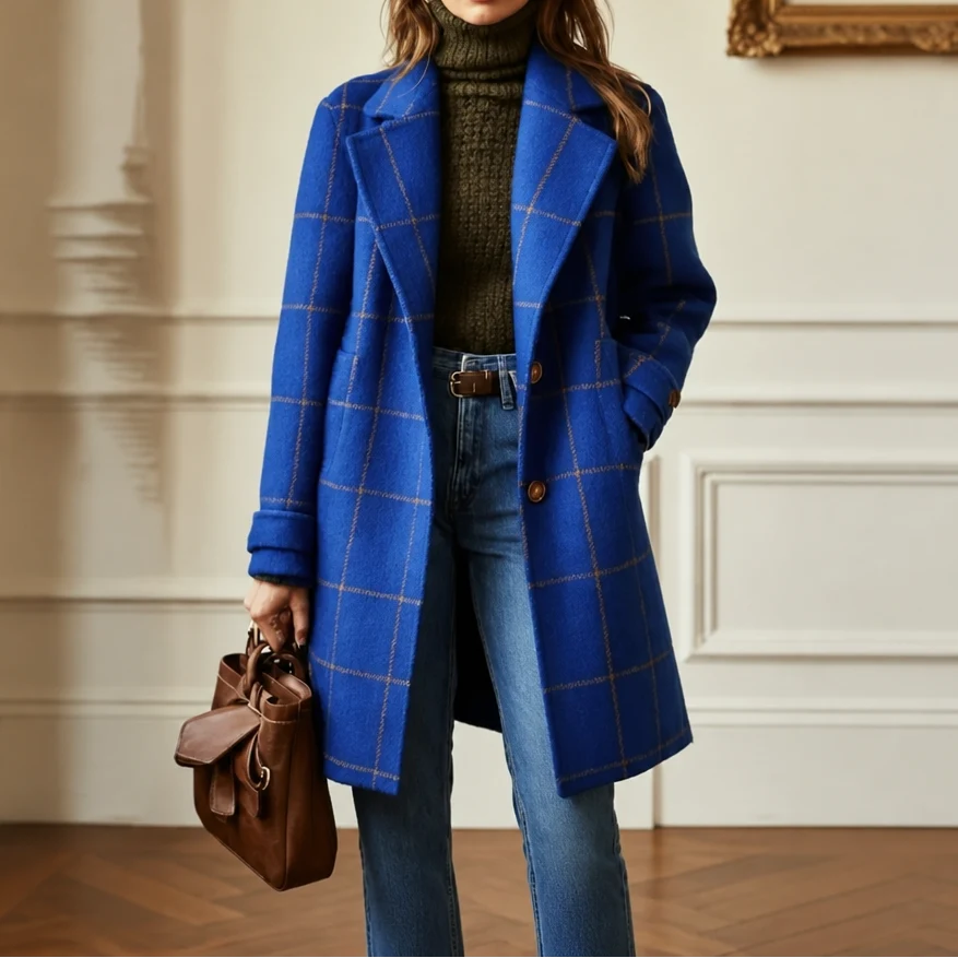 Margaux™ | MANTEAU À CARREAUX CORALIE