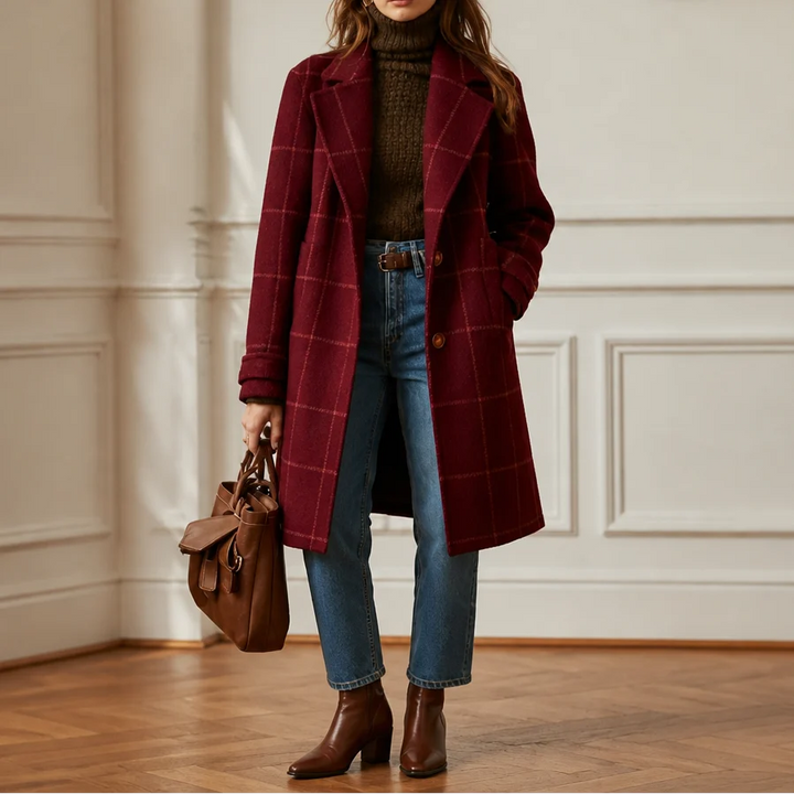 Margaux™ | MANTEAU À CARREAUX CORALIE