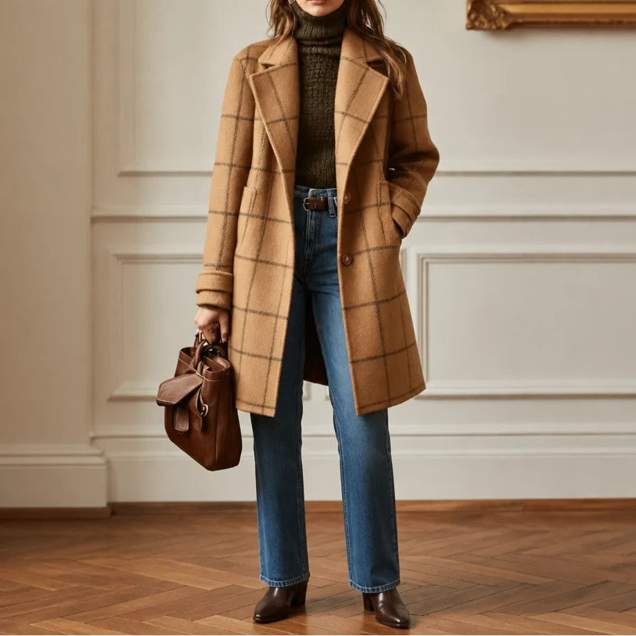 Margaux™ | MANTEAU À CARREAUX CORALIE